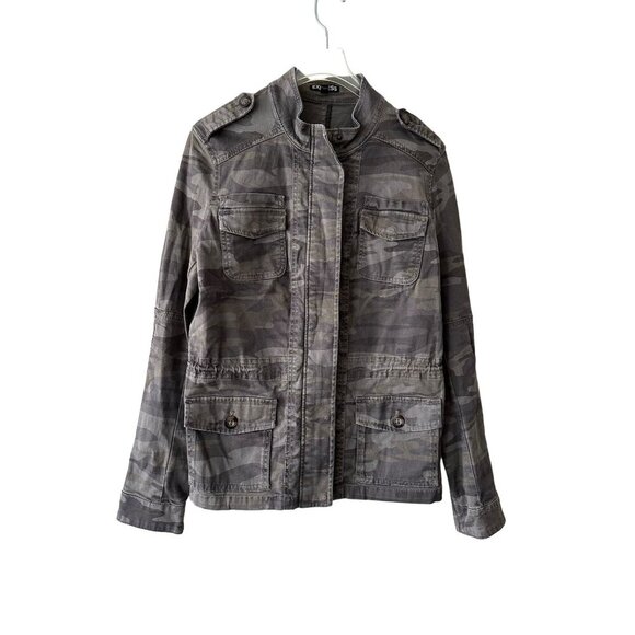 Express Xs Camo Military Style Utility Jacket With Snap & Zip Closure Pockets - Picture 1 of 10